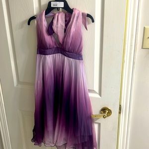 Pretty purple and white dress- worn at a destination wedding